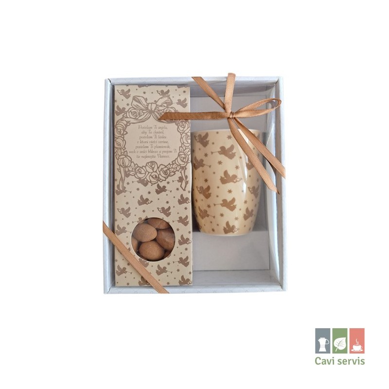 Darčeková krabička - Najkrajšie Vianoce (mandle v mliečnej čokoláde so škoricou+šálka)